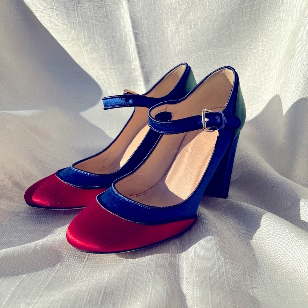 JCrew Colorblock Women's Mary Jane Heels | Red Blue Green